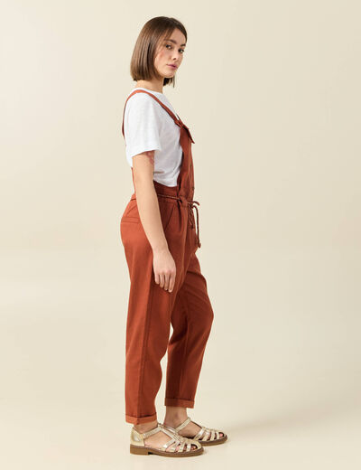 Salopette fluide boutonnée rouge foncé femme