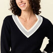 Pull manches longues bleu marine femme