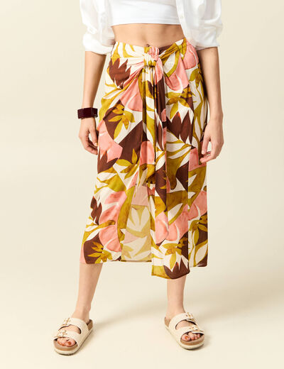 Jupe taille standard marron cognac femme