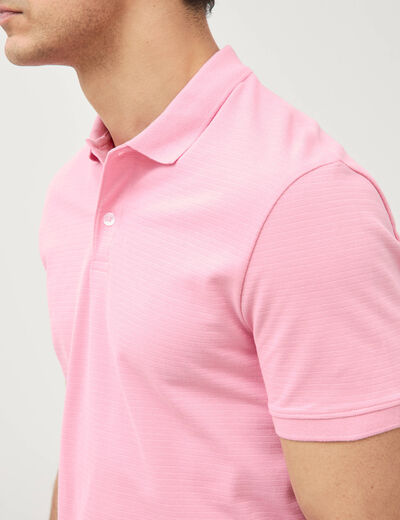 Polo cintr&eacute; en coton manches courtes rose homme
