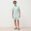 Maillot de bain avec broderie doubl&eacute; bleu gris homme