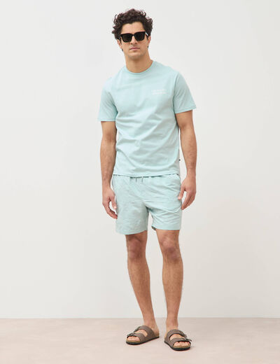Maillot de bain avec broderie doubl&eacute; bleu gris homme