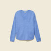 Pull manches longues col en V bleu ciel femme