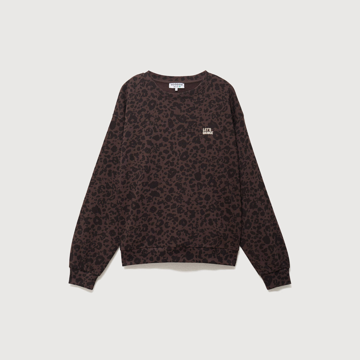 Sweat col rond manches longues marron chocolat femme