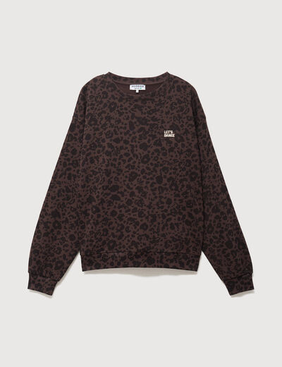 Sweat col rond manches longues marron chocolat femme