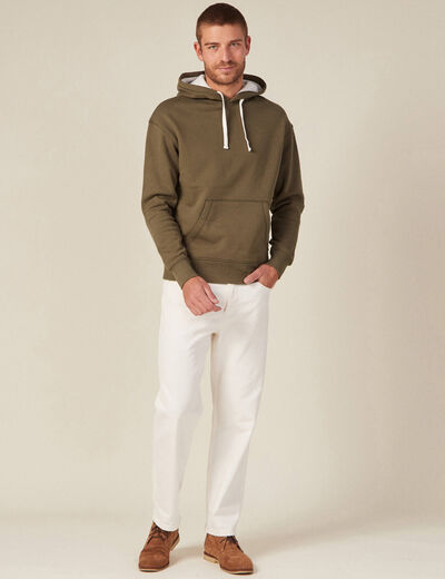 Sweat à capuche doublé taupe homme