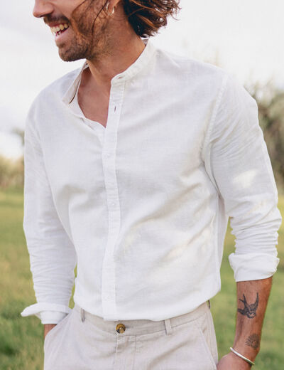 Chemise manches longues blanc homme