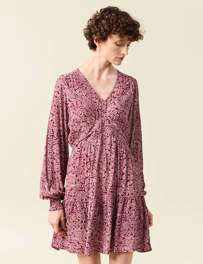 Robe évasée fluide bordeaux femme