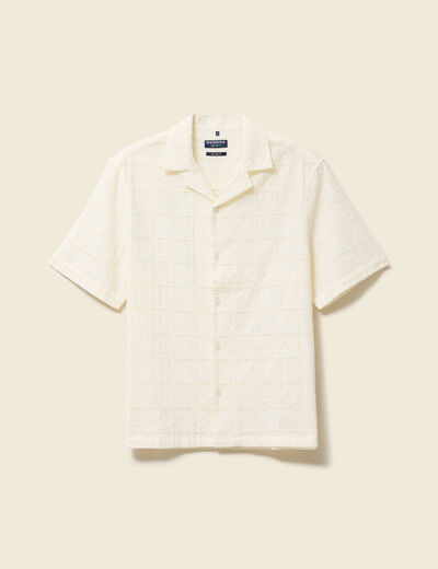 Chemise boyfriend en coton avec broderie ecru homme