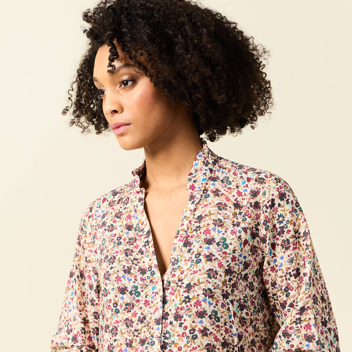 Blouse manches longues creme femme