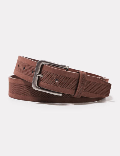 Ceinture embossée marron foncé homme