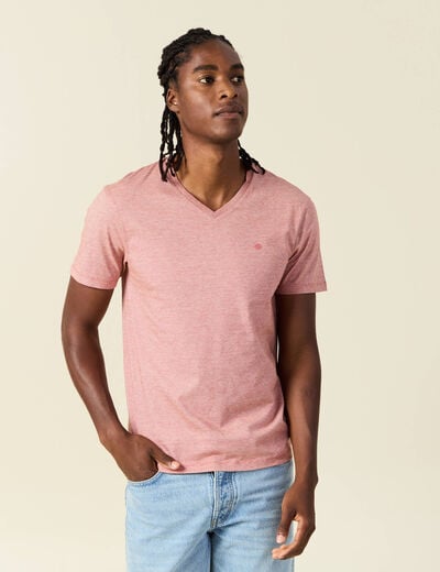 T-shirt manches courtes homme marron cognac homme