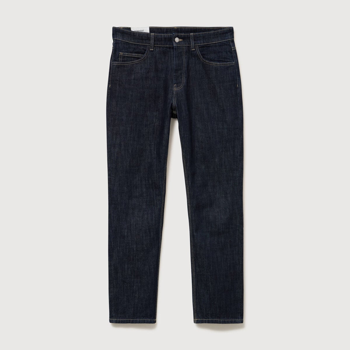 Jeans straight en coton longueur 32 denim brut rinse homme