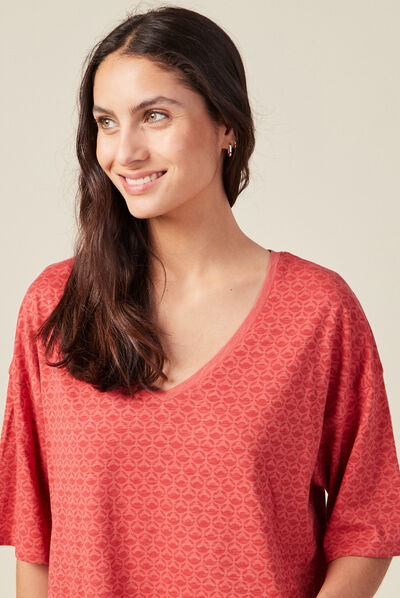 T-shirt manches courtes terracotta femme