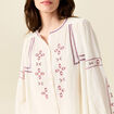 Chemise manches longues brodée creme femme