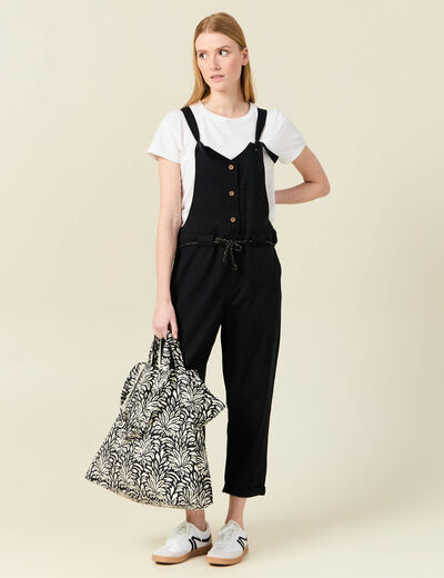 Salopette fluide boutonnée noir femme