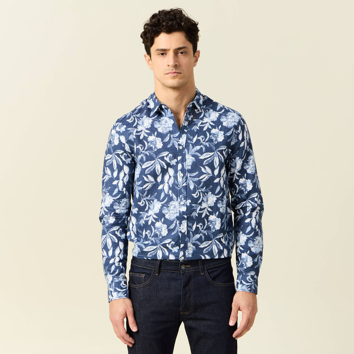 Chemise manches longues bleu homme