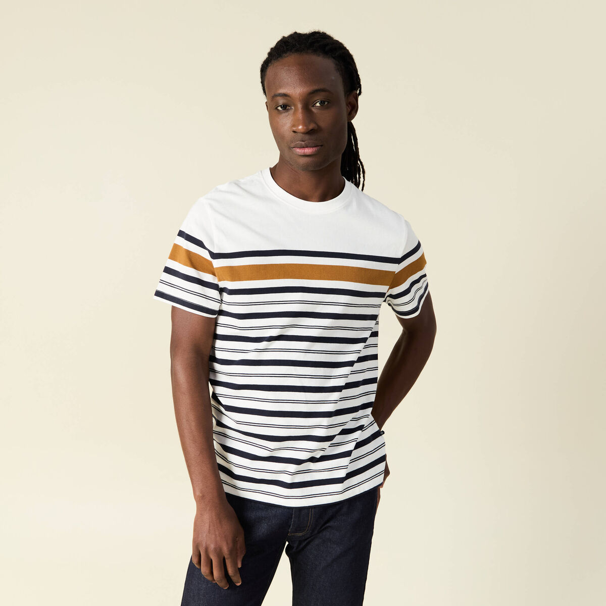T-shirt manches courtes ecru homme