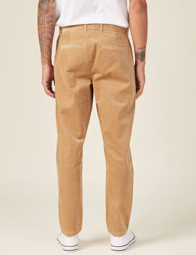 Pantalon chino tapered velours beige homme