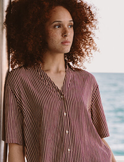 Blouse manches courtes fluide violet femme