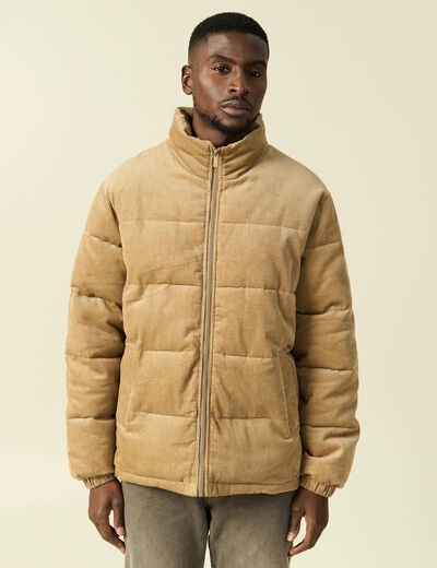 Doudoune col montant manches longues beige homme