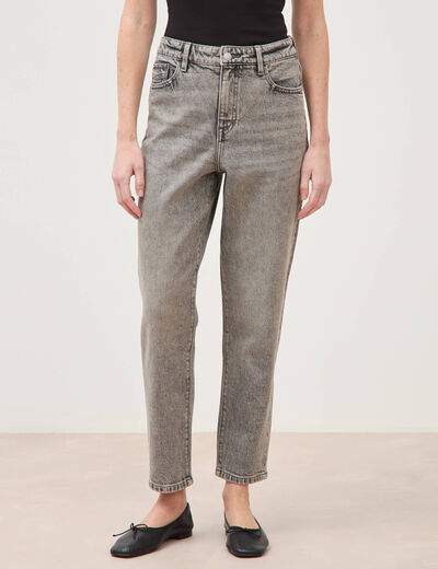 Jeans mom 7/8&egrave;me denim gris femme
