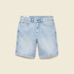 Bermuda en jean coton denim bleach homme