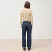 Jeans straight 7/8&egrave;me taille haute denim brut femme