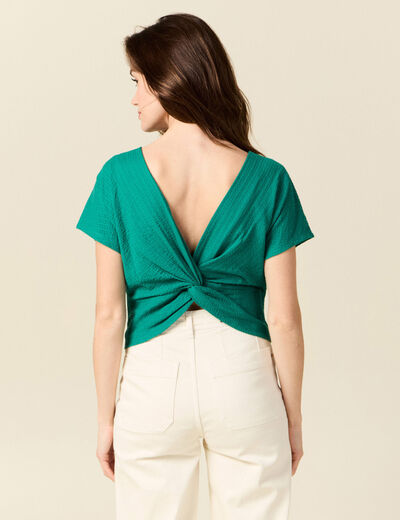 T-shirt manches courtes vert turquoise femme