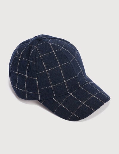 Casquette en tweed bleu marine femme