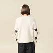 Pull manches longues bouclette col rond prune femme