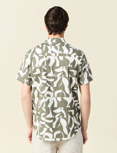 Chemise manches courtes vert kaki homme