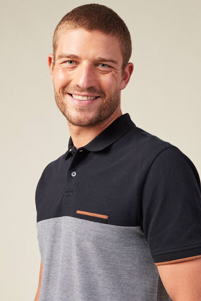 Polo manches courtes bleu marine homme