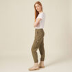 Pantalon éco-responsable vert kaki femme