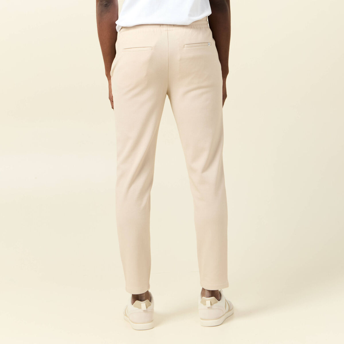 Pantalon jogger élastiqué beige homme