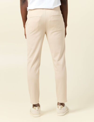 Pantalon jogger élastiqué beige homme