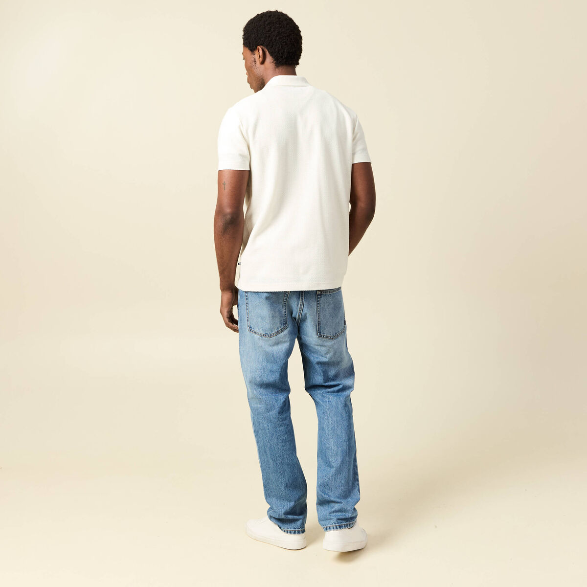 Polo manches courtes ecru homme