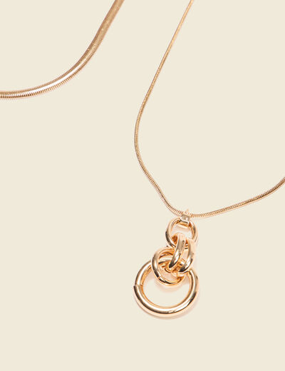 Collier 2 rangs avec pendentif couleur or femme