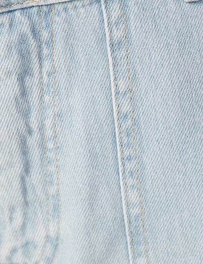 Jeans cargo taille haute denim bleach femme