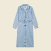 Robe midi droite en jean denim used femme