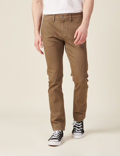 Pantalon chino slim taupe homme