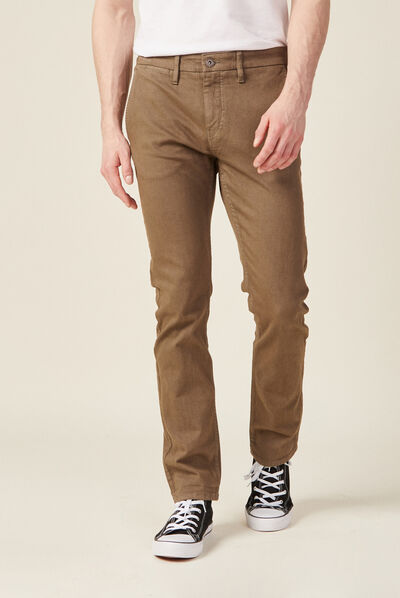 Pantalon chino slim taupe homme
