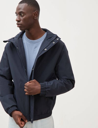 Parka coupe r&eacute;guli&egrave;re &agrave; capuche bleu marine homme