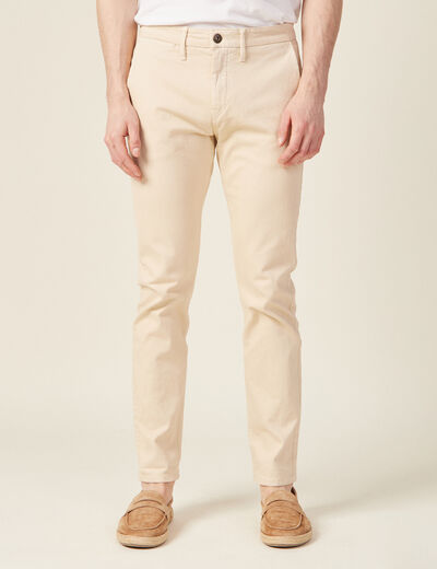 Pantalon chino slim beige homme