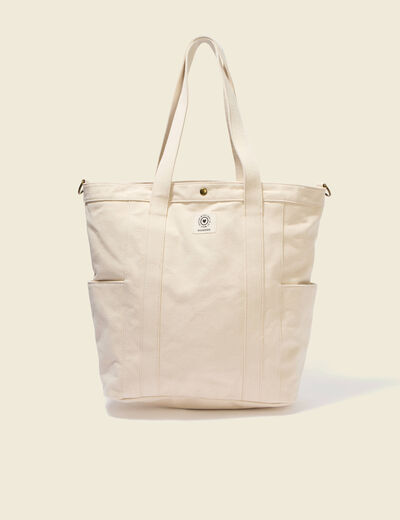 Cabas en coton avec doublure creme femme