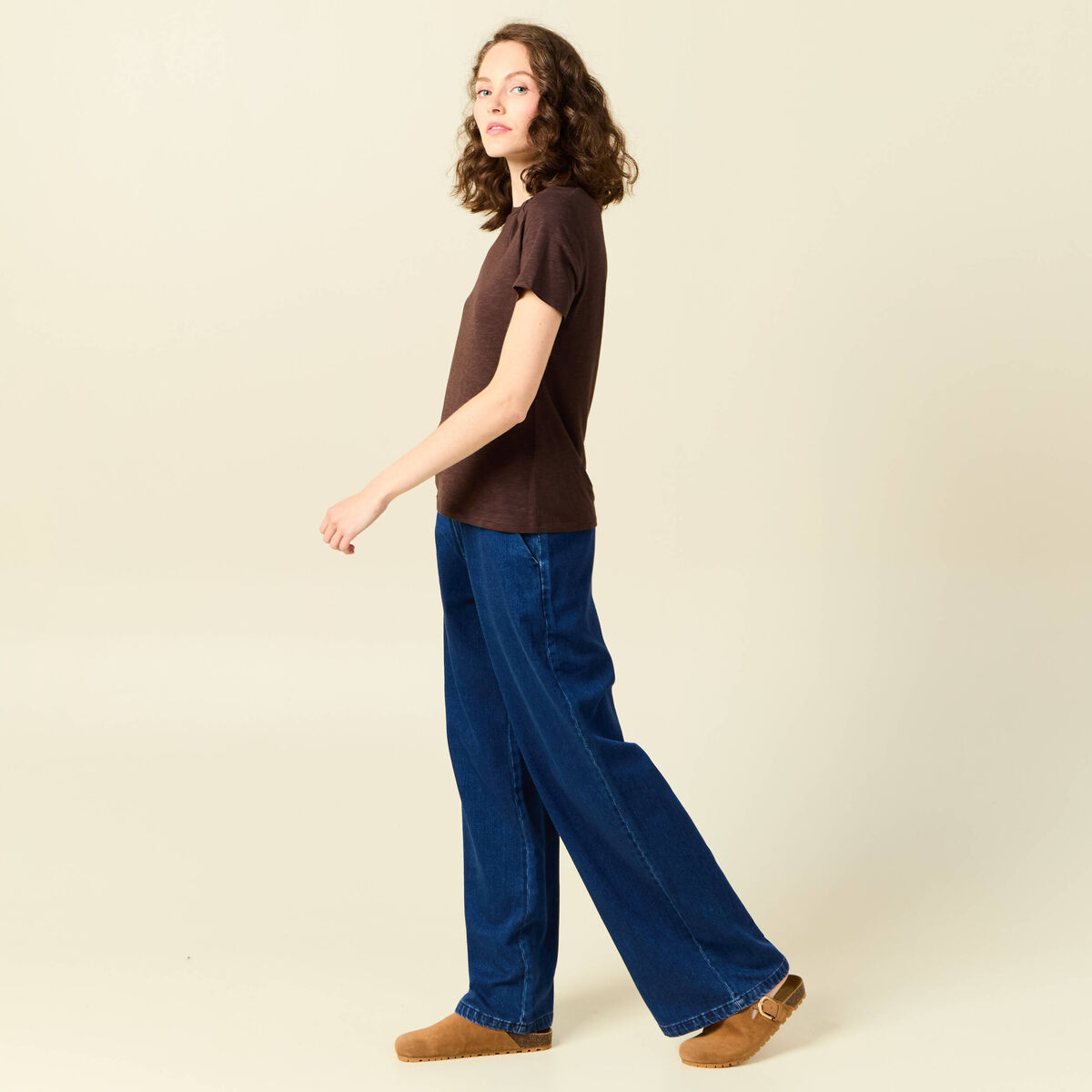 T-shirt éco-responsable marron femme