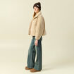 Veste oversize effet polaire col montant creme femme