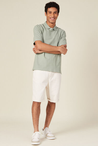 Polo manches courtes vert olive homme