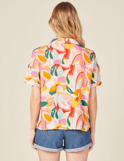 Chemise manches courtes multicolore femme