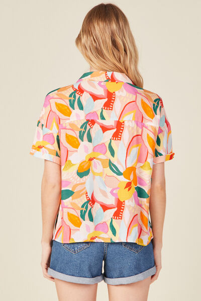 Chemise manches courtes multicolore femme